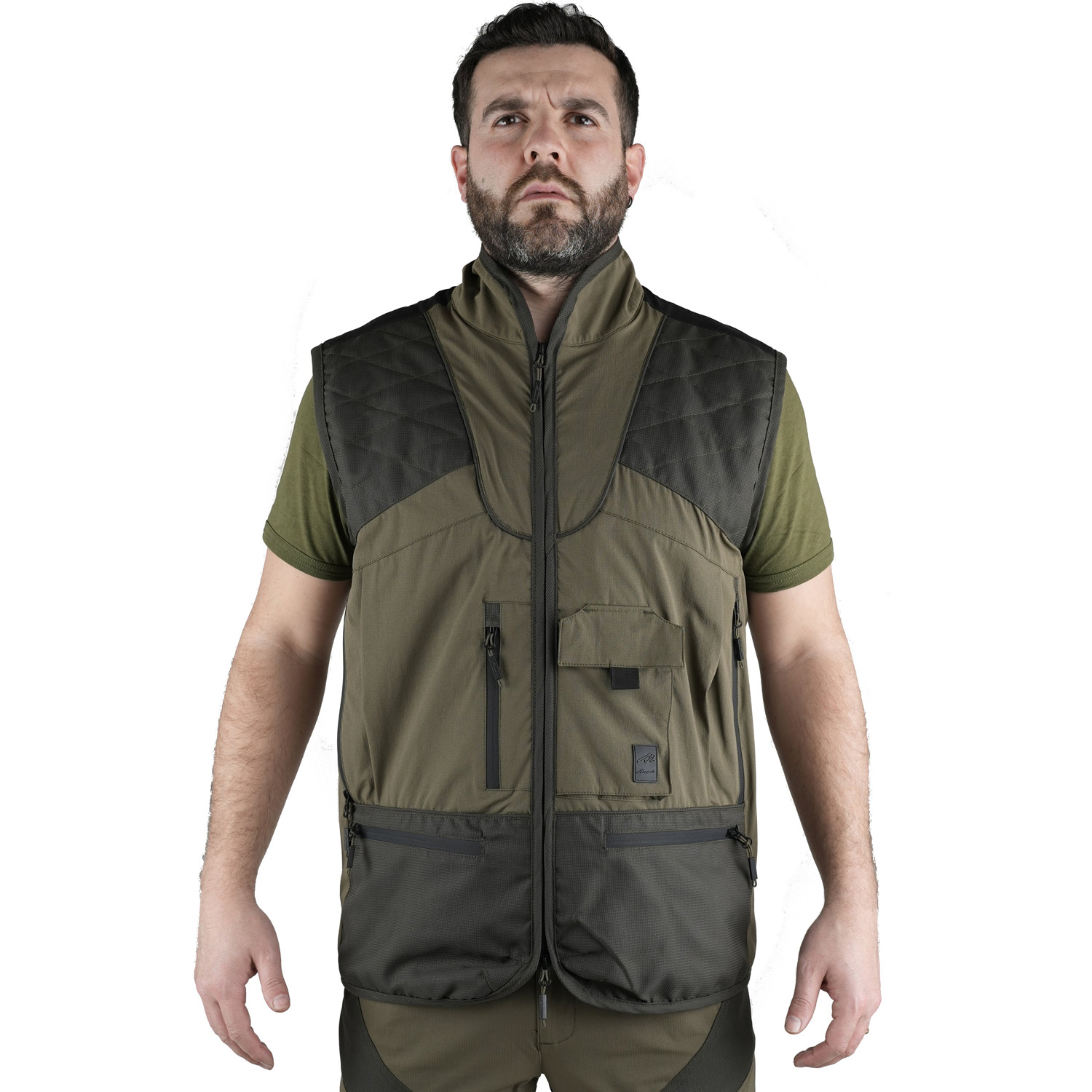 Gilet da caccia Ergonomico idrorepellente con carniere posteriore